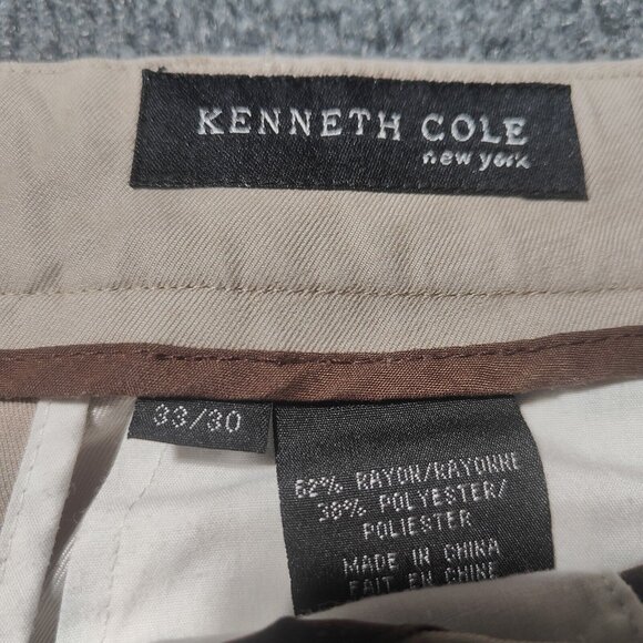 Kenneth Cole Chino Pants Mens 33x30 Beige Straight Leg No Button - Picture 2 of 5
